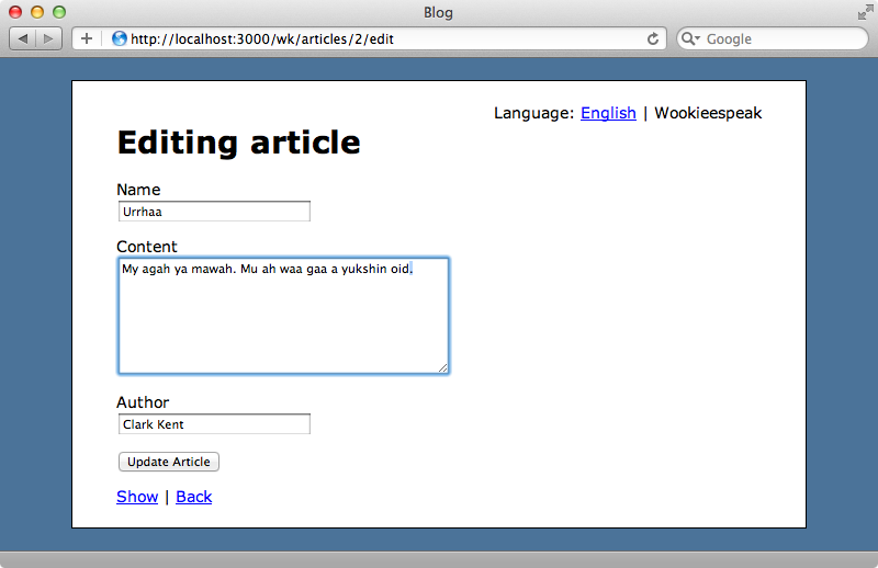 Articles can now be edited in both supported languages.