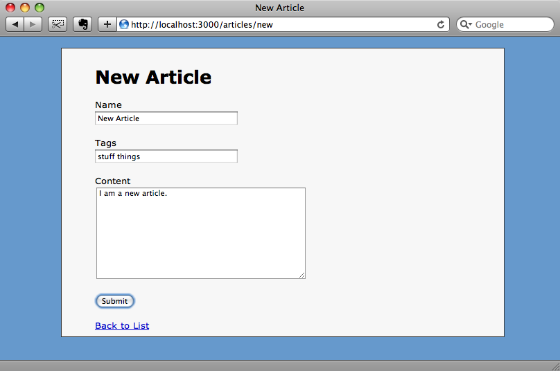 Adding a new article with tags.