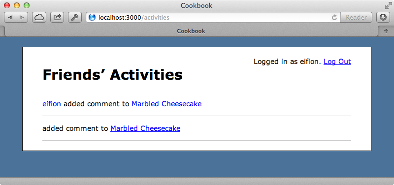 The page now shows the list of activities.