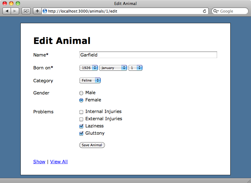 The first two fields are now required because of the model validations