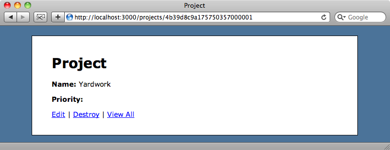 The first project has a blank priority value.