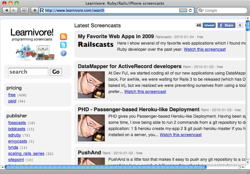 The Learnivore home page.