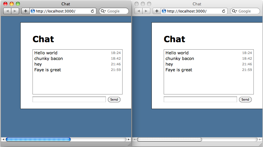 Sent messages are now shown in both windows.