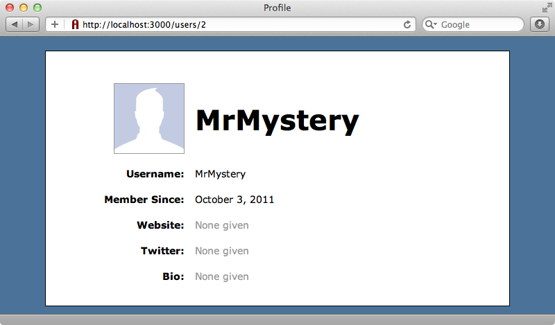 The profile page for MrMystery is unchanged, too.