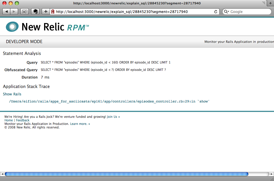 Details about a single database call.